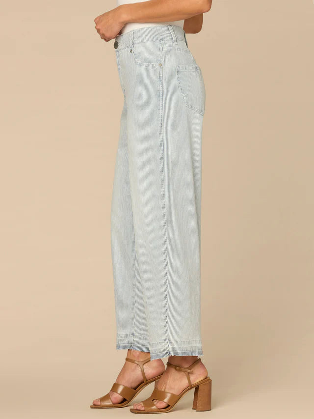 Skyrise Relaxed Barrel Leg Released Hem Jeans Powder Blue Artisanal