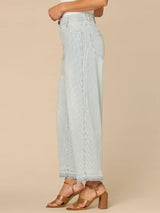 Skyrise Relaxed Barrel Leg Released Hem Jeans Powder Blue Artisanal