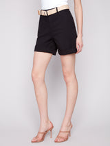 Belted Cuffed Shorts Black