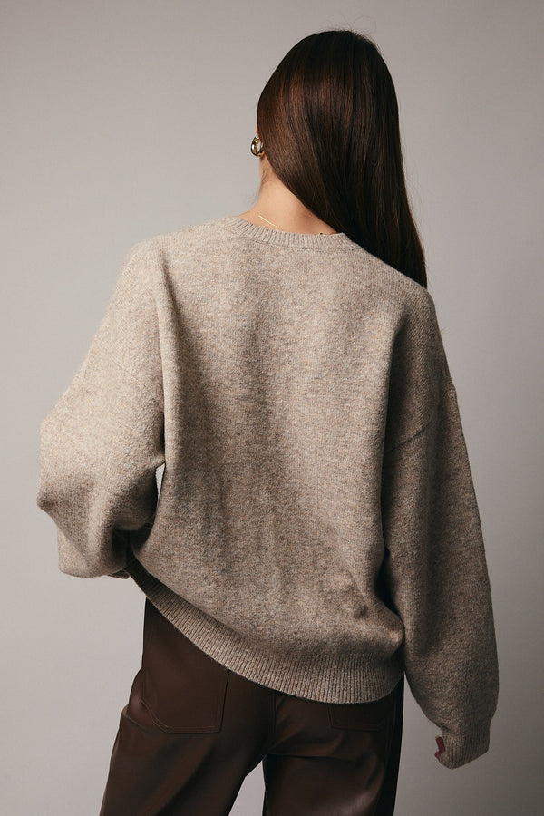 Sequin Christmas Trees Sweater Oatmeal