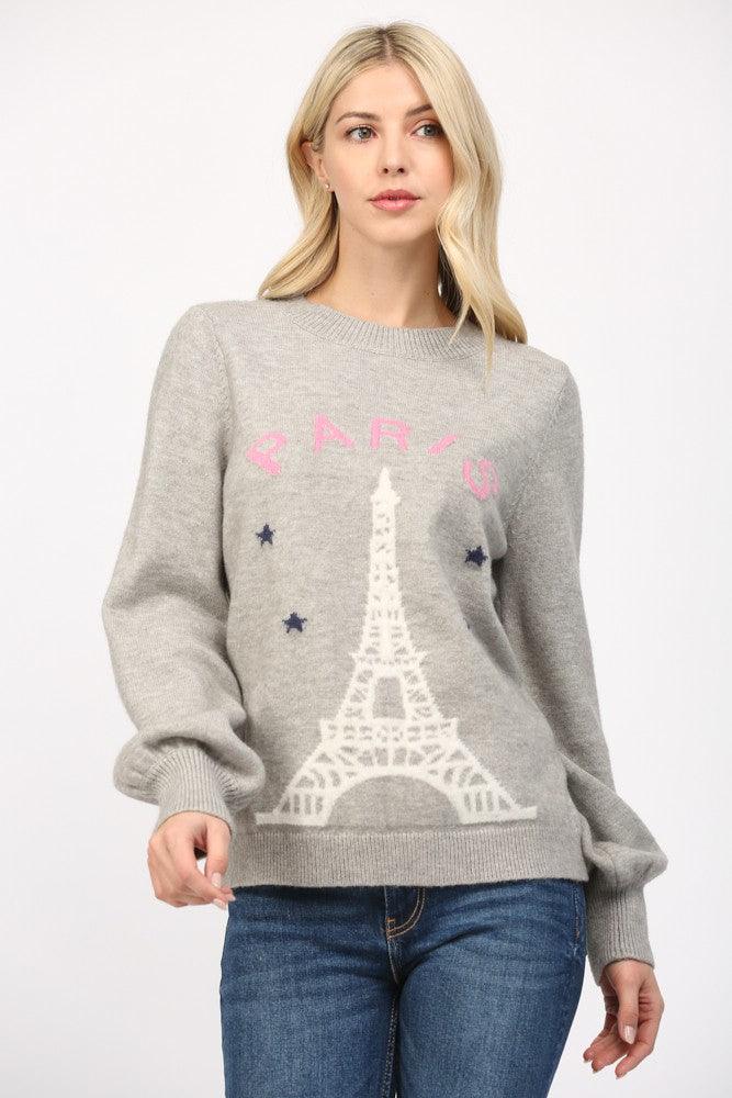 Paris Crew Neck Sweater Heather Grey