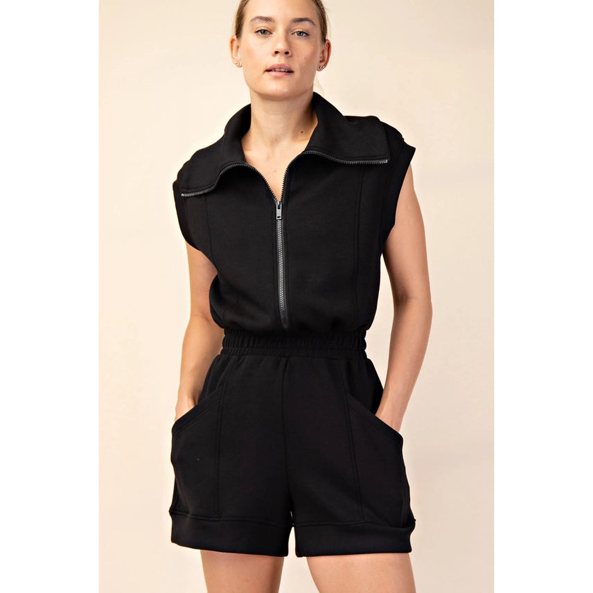 Modal Scuba Luxe Sleeveless Romper Black