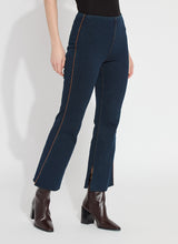 Eloise Suede Piping Slim Flare Denim Pants Indigo