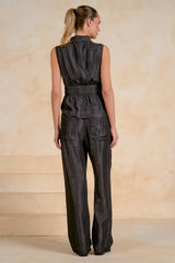Washed Cinch Vest Top Black Wash