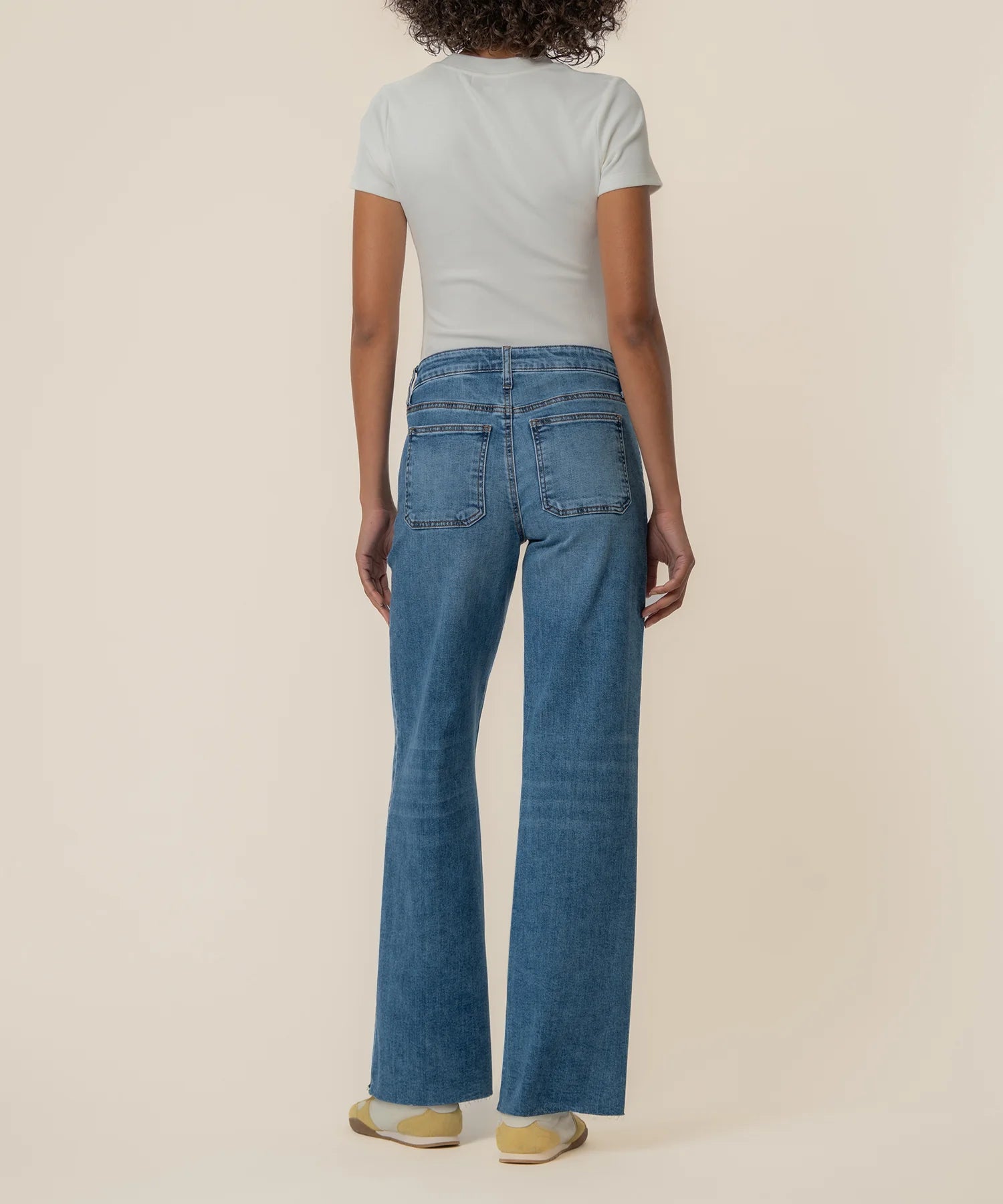 Maya Porkchop Pocket Wide Leg Raw Hem Jeans Success