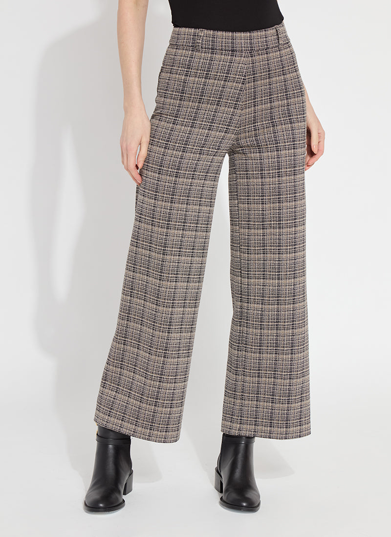 Erin High Waist Wide Leg Jacquard Ponte Pants Opposites Attract