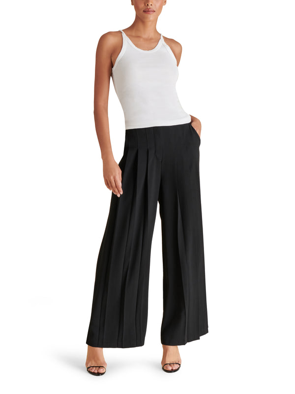 Angelica Pleated Wide Leg Crepe Trouser Black