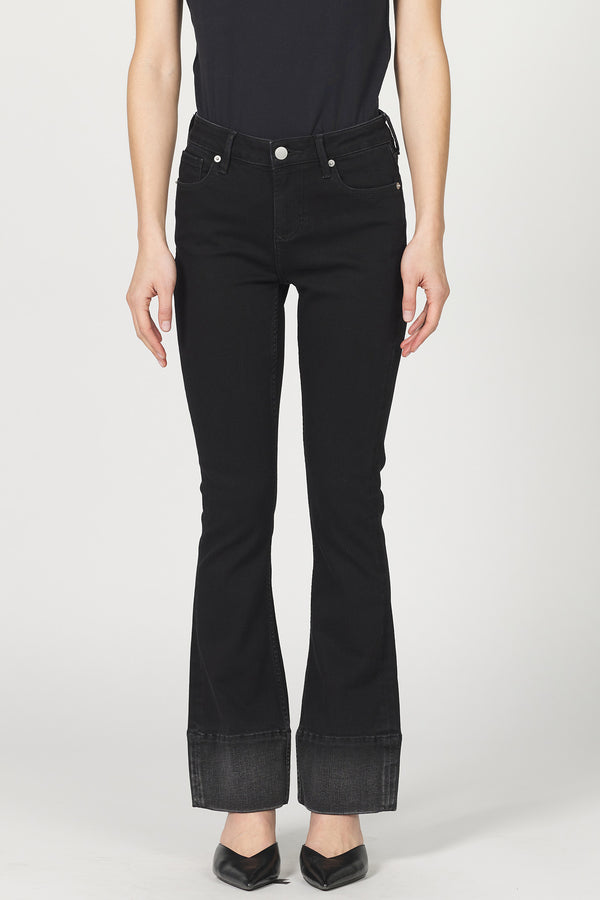 Jaxtyn Mid Rise Contrast Clean Hem Flare Jeans Shade