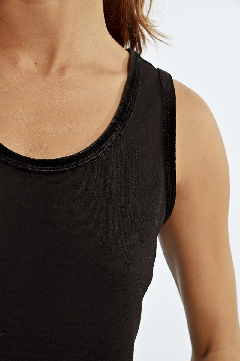 Velvet Trim Basic Tank Black