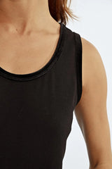 Velvet Trim Basic Tank Black