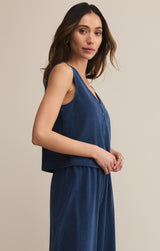 Solace Jersey Denim Vest Top Indigo