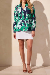 Rolled Sleeve Button Front Campshirt Kelly