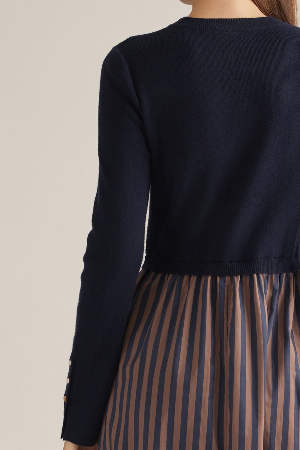 Long Sleeve Knit Top Stripe Skirt Dress