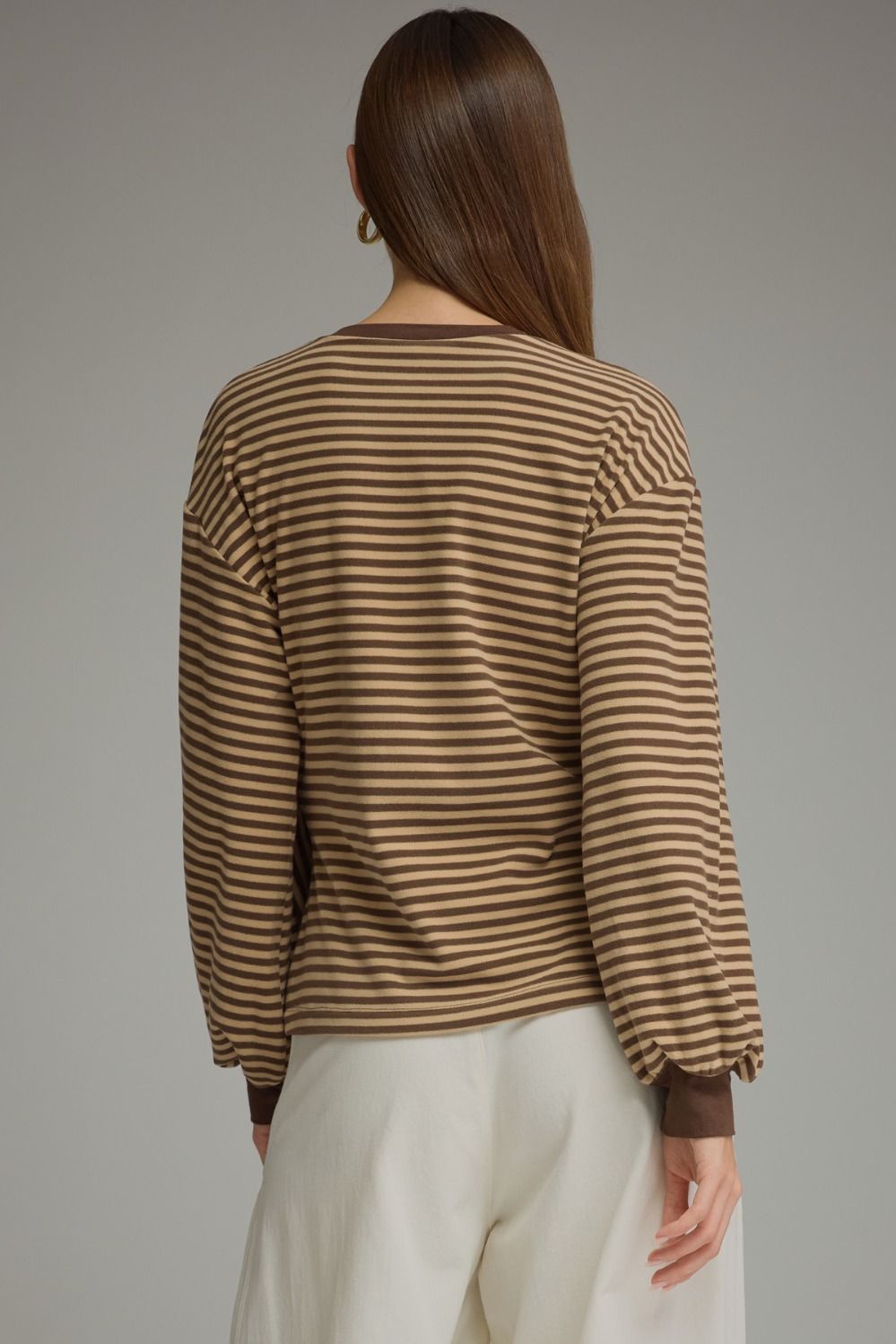 Side Tie Stripe Long Sleeve Top