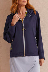 Contrast Zip Hooded Jacket Deep Blue