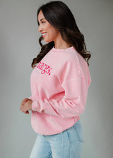 Margs Oversized Ribbed Crew Neck Sweatshirt Pink | Pink