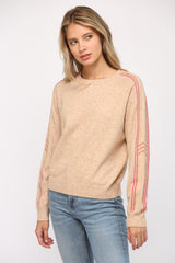 Stripe Detail Sleeve Sweater Oatmeal