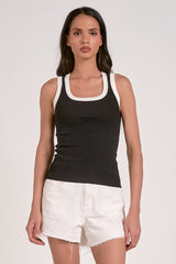 Contrast Trim Tank Black White