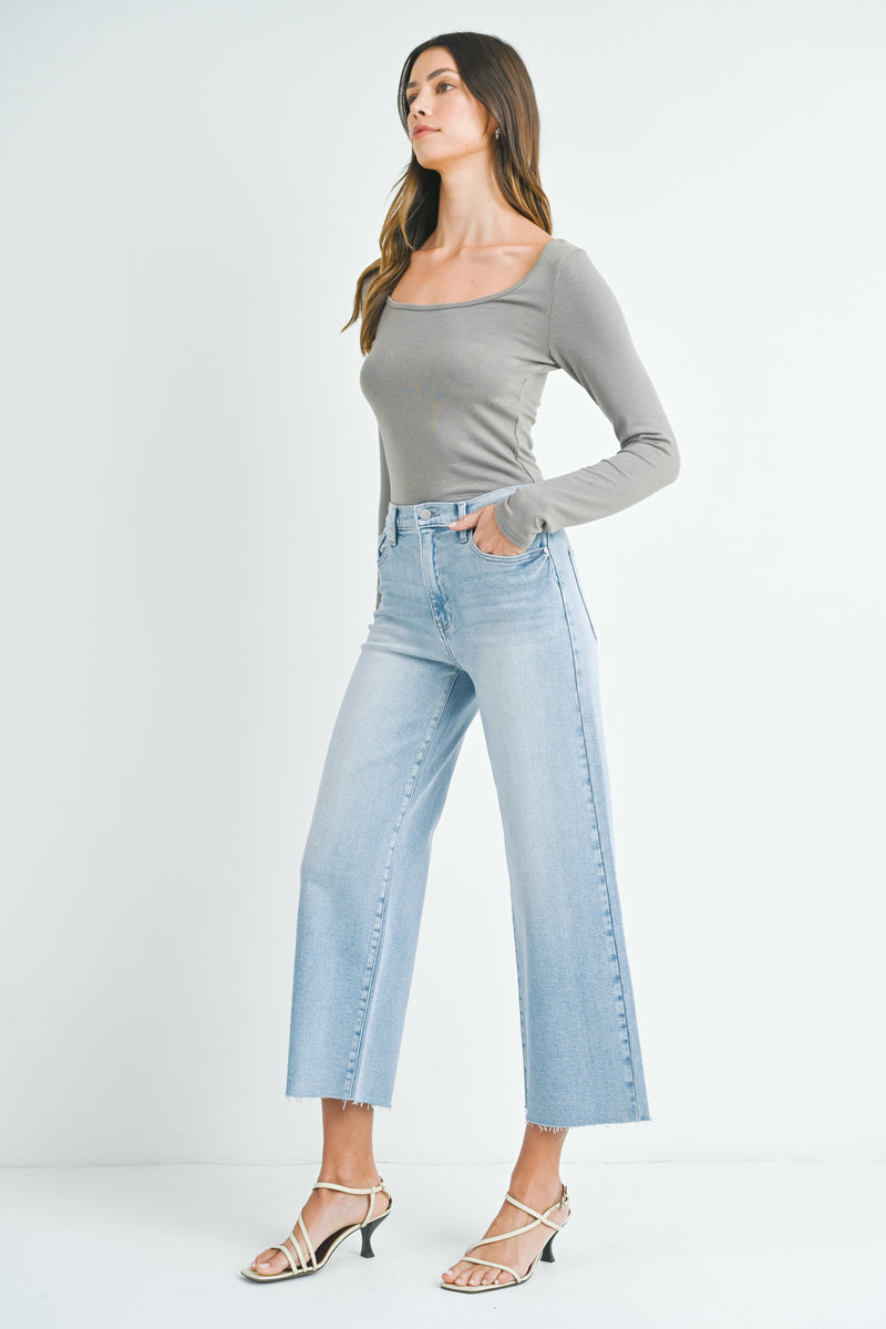 Scissor Cut Wide Leg Jeans Light Denim