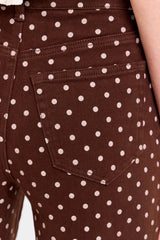 Polka Dot High Rise Wide Leg Pants Brown