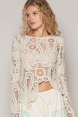 Paisley Crochet Uneven Hem Popover Top