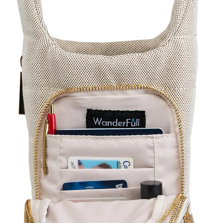HydroBag Handle Crossbody Dark Oatmeal Canvas | Leather