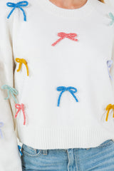 Yarn Tied Bows Sweater Ivory