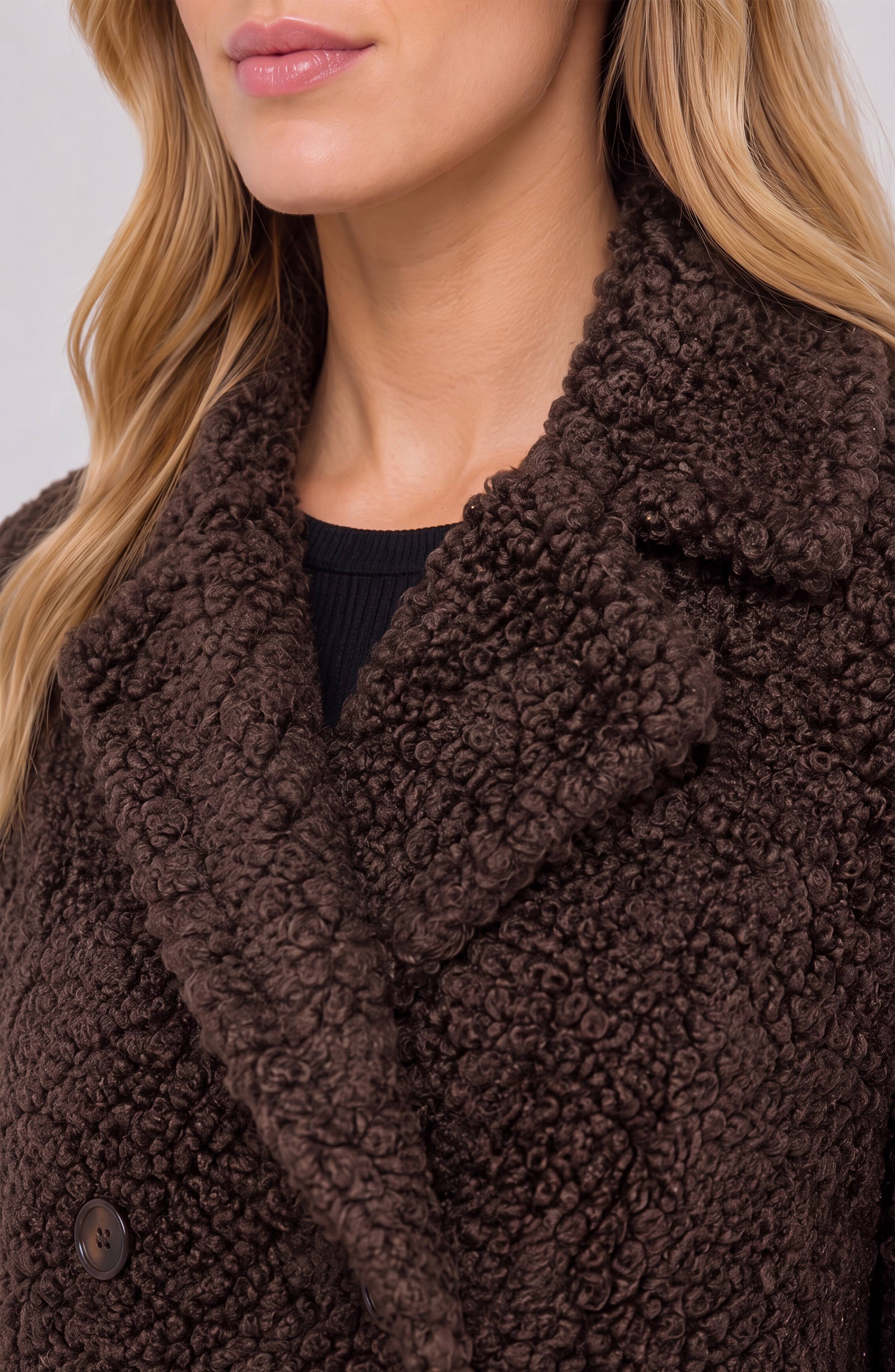 Teddy Double Breasted Coat Teddy Brown