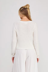 Scarlett Knit Covered Button Cardigan Cream