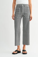 High Rise Utility Wide Leg Jean Black Gingham