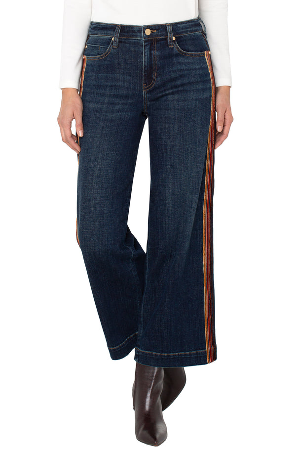 Velvet Trim Stride Wide Leg Jeans Eastmoor