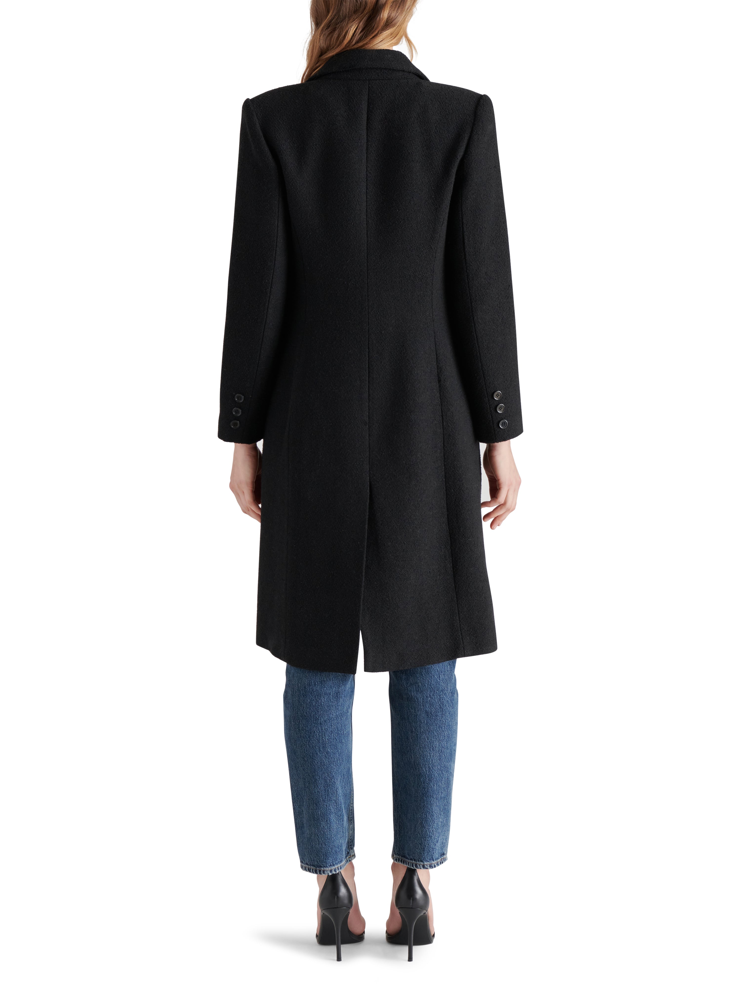 Prisie Hourglass Boucle Blazer Coat Black