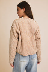 Button Down Quilted Cropped Jacket Mocha