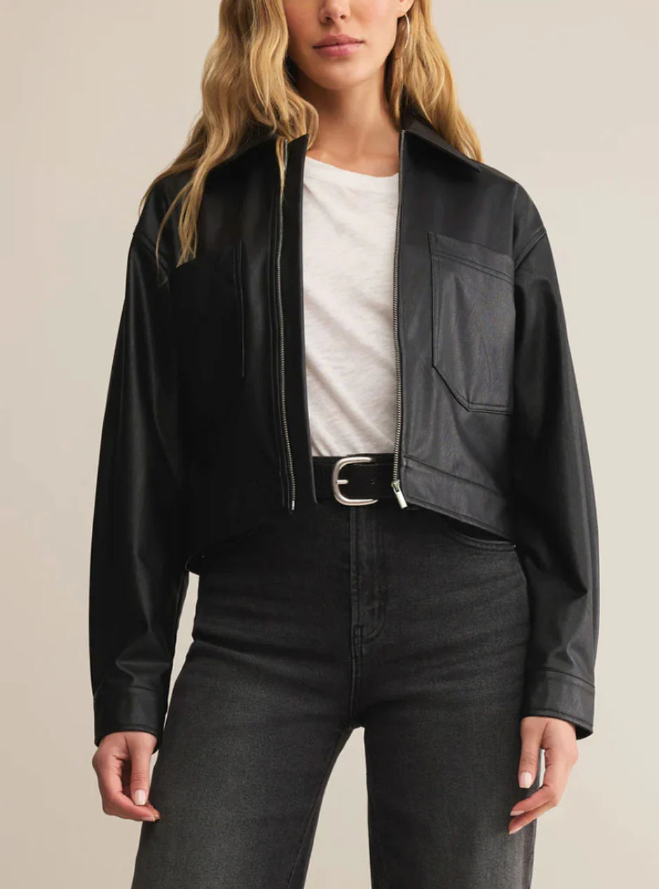 Heritage Faux Leather Jacket Black