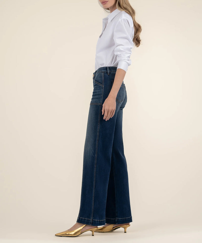 Jodi High Rise Front Seam Patch Pocket Wide Leg Jeans Energy