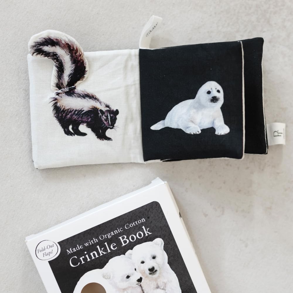 Organic Cotton Black & White Crinkle Tummy Time Book