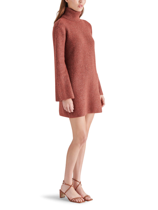 Abbie Rib Mock Neck Mini Sweater Dress Baked Apple