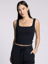 Clara Cropped Tank Black Rib