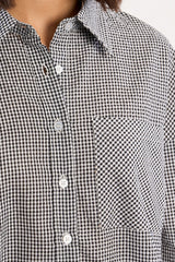 Checkered Single Pocket Button Up Shirt Black