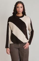 Diagonal Stripe Sweater Brown + Oat
