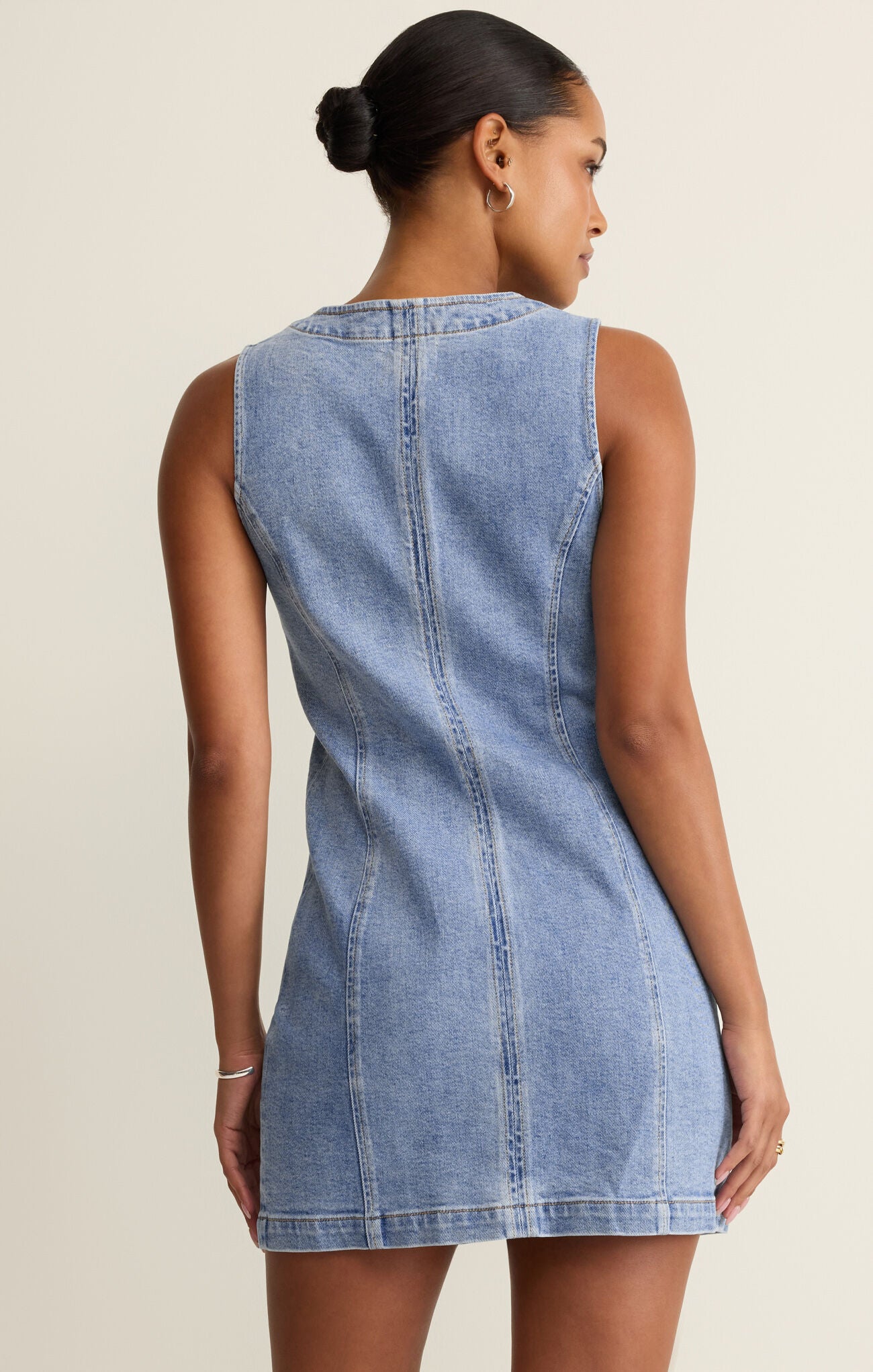 Jolie Denim Seamed Mini Dress Avalon