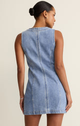 Jolie Denim Seamed Mini Dress Avalon
