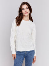 Jacquard Knit Round Hem Sweater Ecru