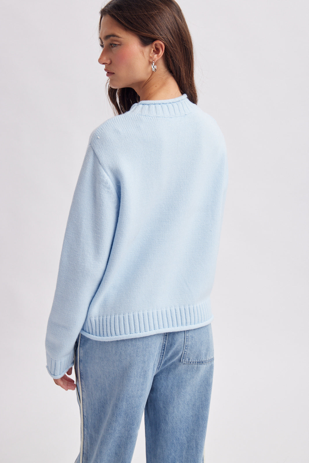 Snowflake Cozy Sweater Ice Blue + White