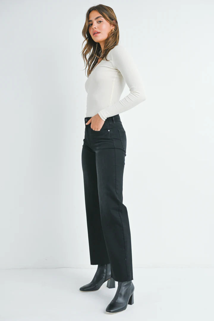 Slim Palazzo Scissor Cut Jeans Washed Black