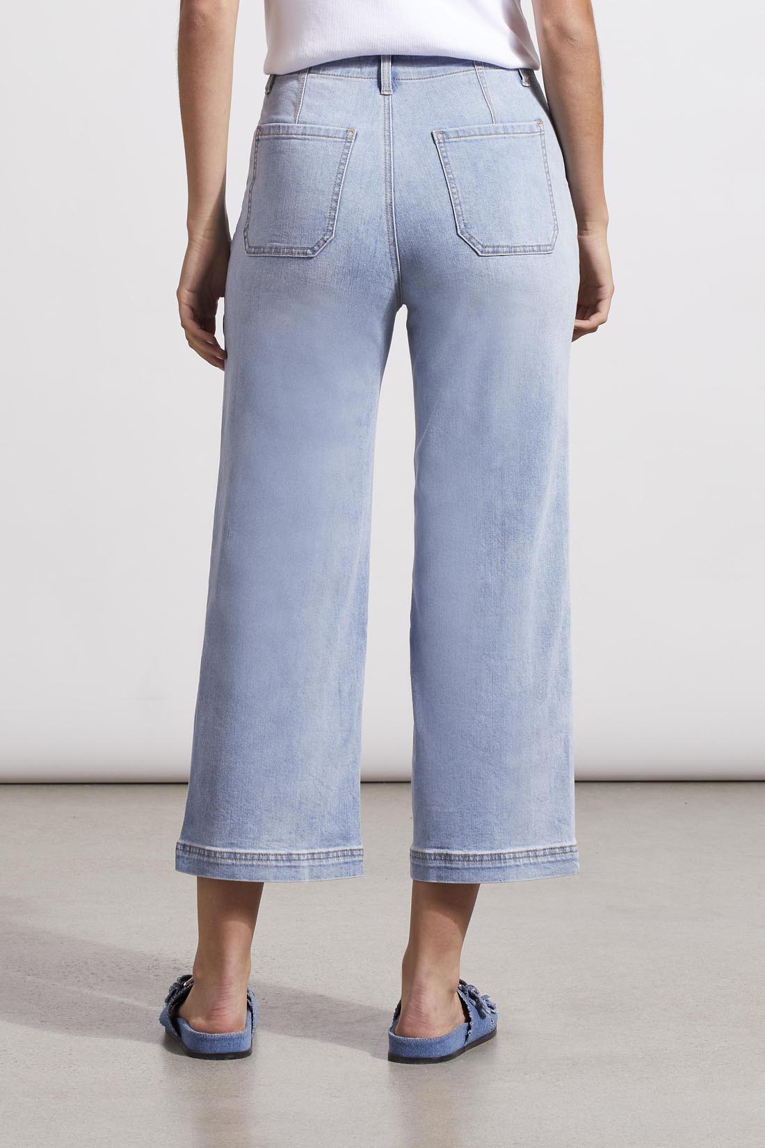Brooke Button Fly Crop Wide Leg Jeans Beach Wash