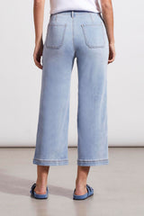 Brooke Button Fly Crop Wide Leg Jeans Beach Wash
