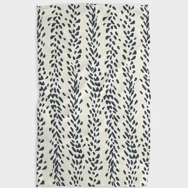 Geometry Tea Towel Reeds Printed Midnight
