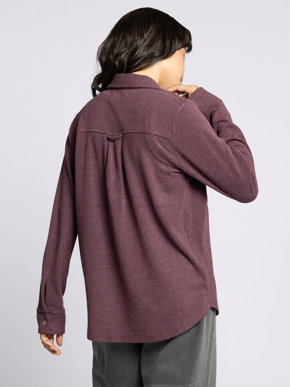 Cassian Button Up Shirt Wine Heather