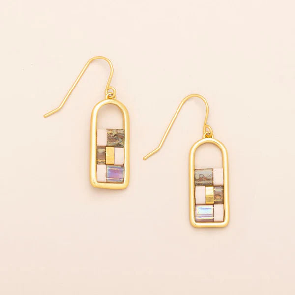 Good Karma Miyuki Frame Earrings Blush|Topaz|Gold